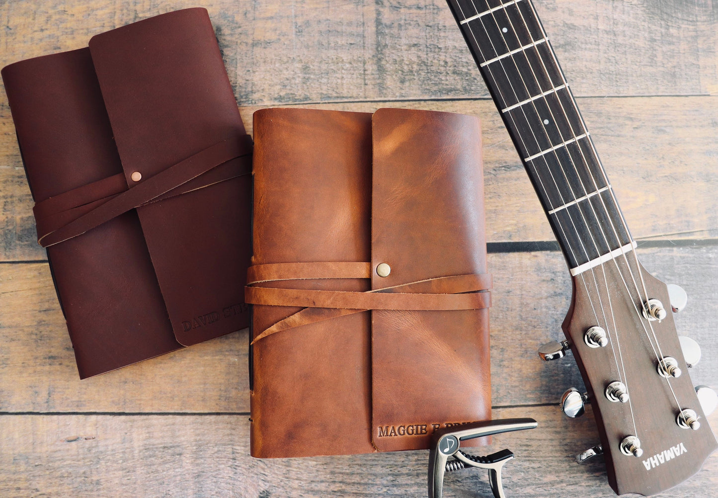 Leather Music Journal, Rustic Songwriting Book, Personalized Gift for Musicians, Songwriters and Composers, Sewn Bound in Full Grain Leather
