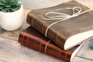 Personalized Wedding and Event Guest Book, Full Grain Leather Bound Journal, Rustic Wedding Keepsake Gift, Premium Photo Scrapbook Guest Log