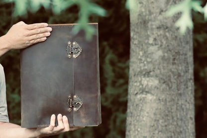 THE MEGA - Giant Leather Family Mega Tome, Huge Rustic Antique Heirloom Keepsake Book, Large Personalized Grimoire, Big Book of Shadows