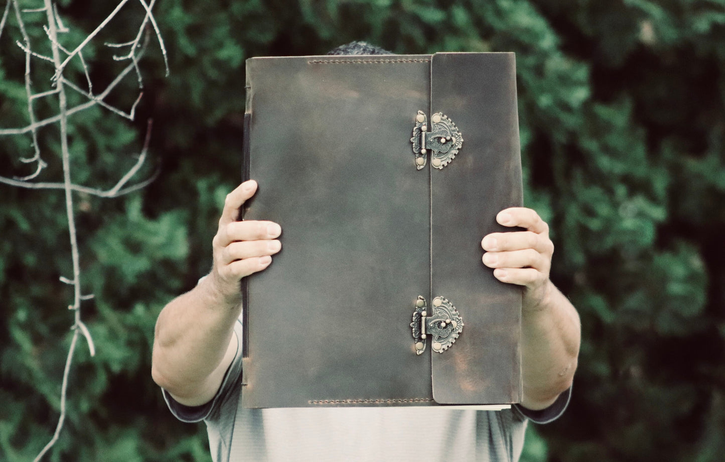 THE MEGA - Giant Leather Family Mega Tome, Huge Rustic Antique Heirloom Keepsake Book, Large Personalized Grimoire, Big Book of Shadows