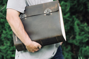 THE MEGA - Giant Leather Family Mega Tome, Huge Rustic Antique Heirloom Keepsake Book, Large Personalized Grimoire, Big Book of Shadows
