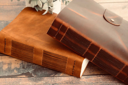 THE MINI MASSIVE - Giant Leather Family Tome, Big Huge Rustic Heirloom Keepsake Book, Sewn in Premium Leather, Personalized Christmas Gift