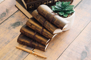 Small Leather Journal, Rustic Vintage Pocket Notebook, Sewn Bound in Real Premium Full Grain Leather, Personalized Christmas Gift