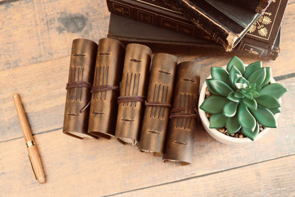 Small Leather Journal, Rustic Vintage Pocket Notebook, Sewn Bound in Real Premium Full Grain Leather, Personalized Christmas Gift