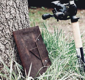 Leather Fishing Journal, Rustic Fisherman Log Book, Fathers Day Gift, Sewn Bound Full Grain Leather, Personalized Gift for Dad or Anglers