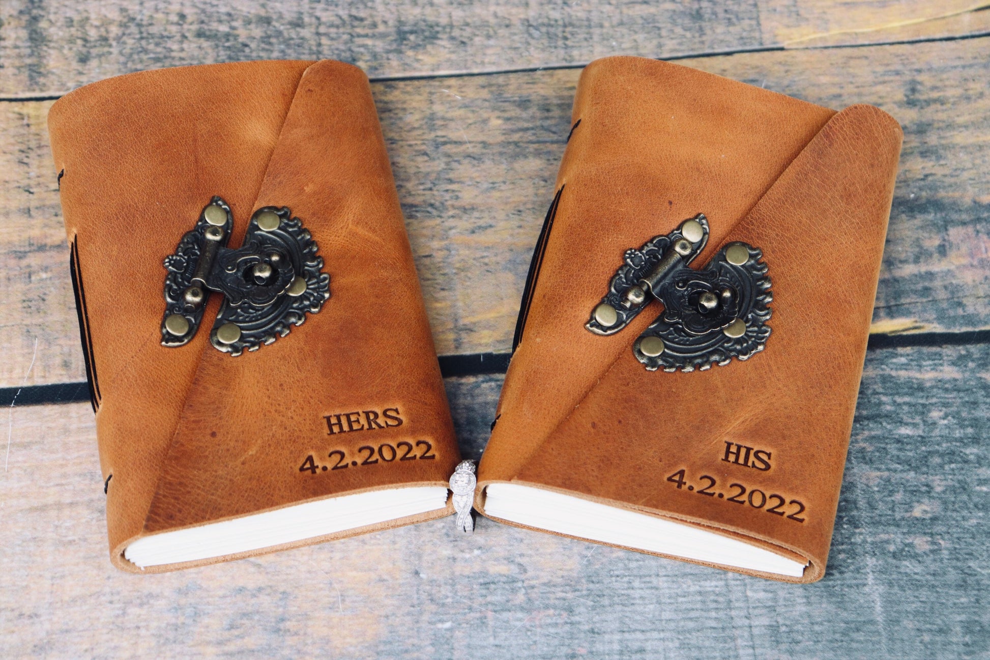 VOWS BOOKS 2.0! Set of Personalized Wedding Vows Books, Premium Leather Bound Journals for Bride & Groom, Rustic Wedding Gift