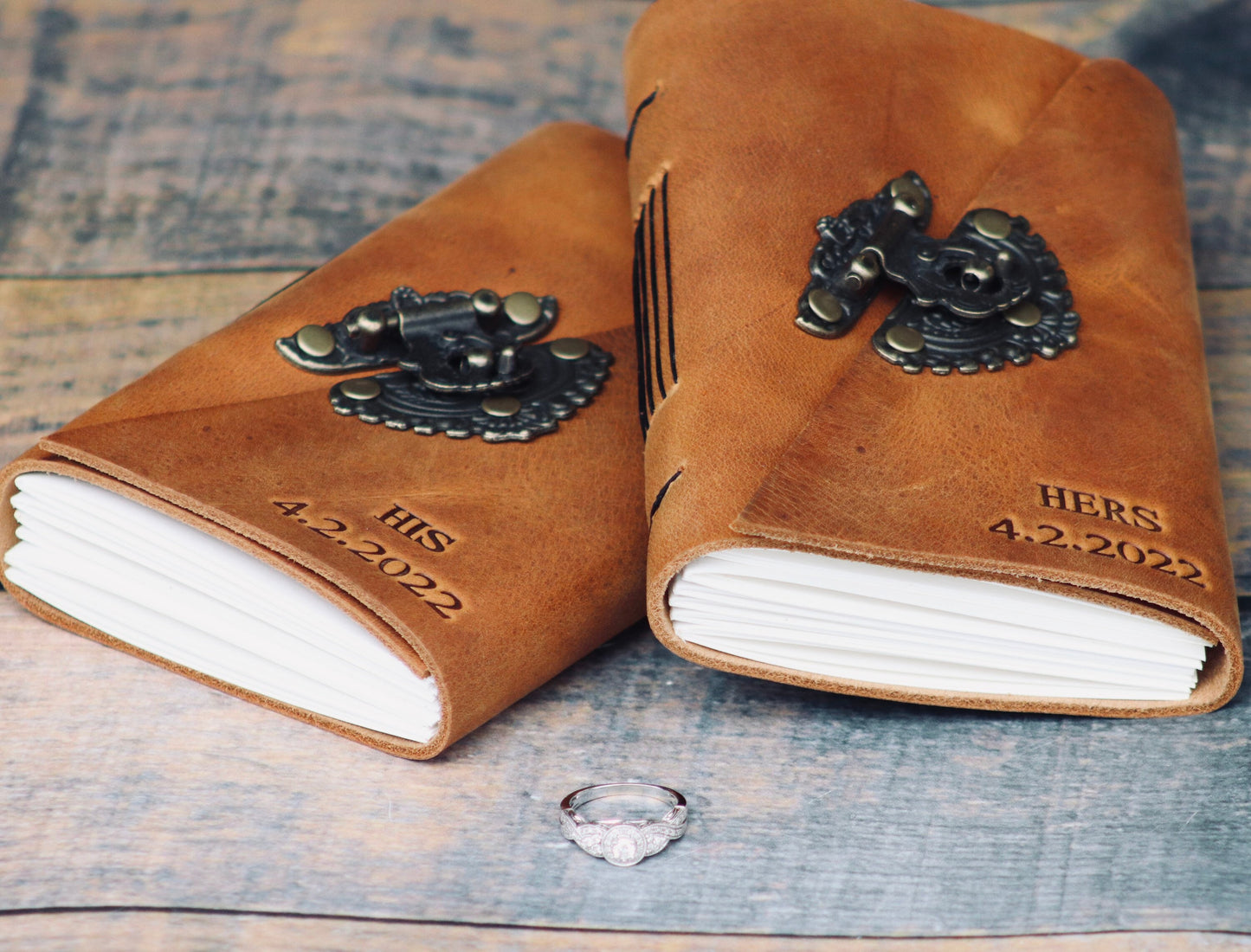 VOWS BOOKS 2.0! Set of Personalized Wedding Vows Books, Premium Leather Bound Journals for Bride & Groom, Rustic Wedding Gift