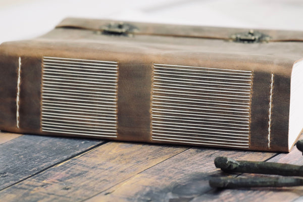 THE MEGA - Giant Leather Family Mega Tome, Huge Rustic Antique Heirloom Keepsake Book, Large Personalized Grimoire, Big Book of Shadows